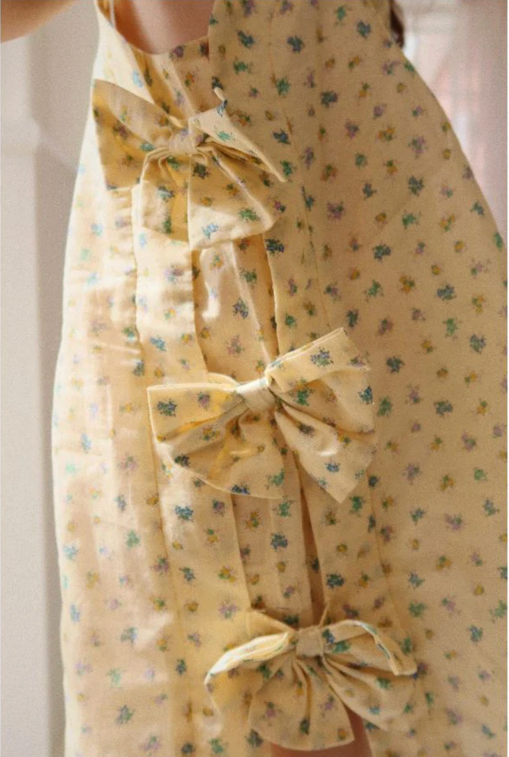 Pacey Bow Dress, Bloomie Butter- Konges Slojd