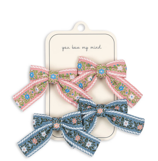 4 Pack Ribbon Bow Hair Clips - Sorbet- Konges Slojd