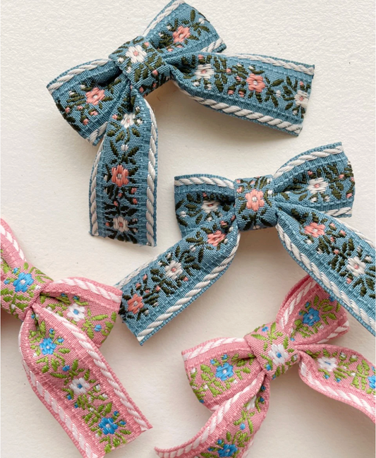 4 Pack Ribbon Bow Hair Clips - Sorbet- Konges Slojd