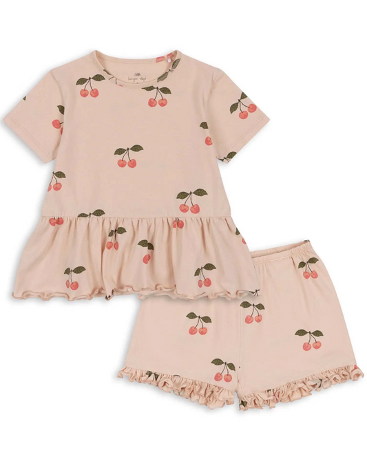 Basic Frill Jersey Set Gots, Ma Grande Cerise Pink - Konges Slojd