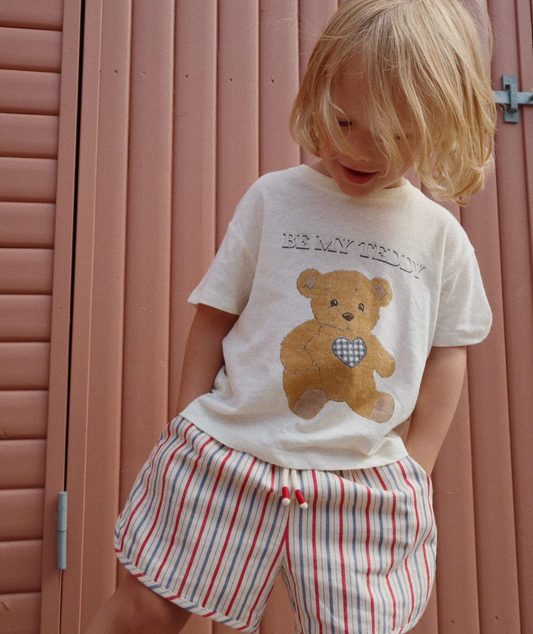 ERA Short Sleeves Cotton Teddy Bear Tee Cream - Konges Slojd