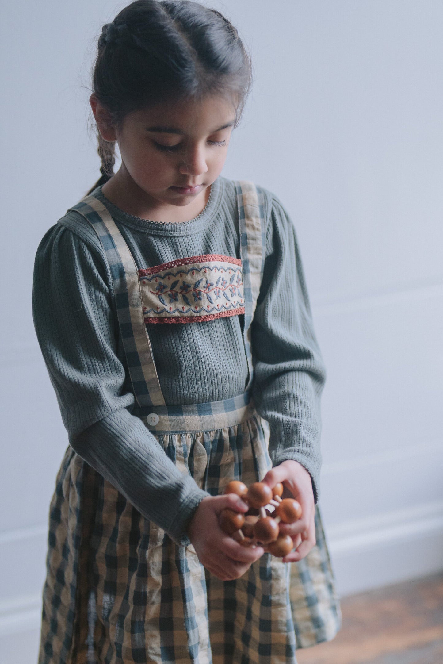 Organic Heidi Skirt ,Seersucker Gingham Fog-Little Cotton Clothes