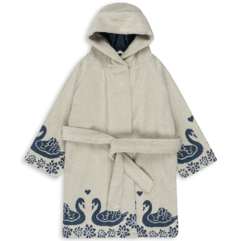 terry bathrobe jaquard gots ,swan- Konges Slojd