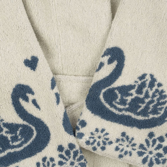 terry bathrobe jaquard gots ,swan- Konges Slojd