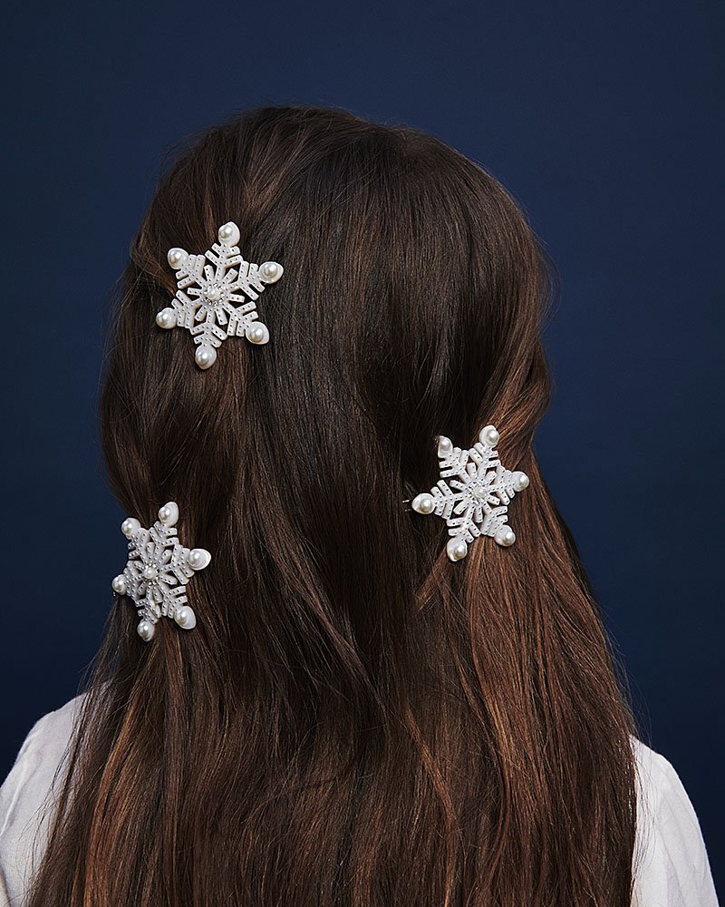Snowflake hair clip white-Milledeux