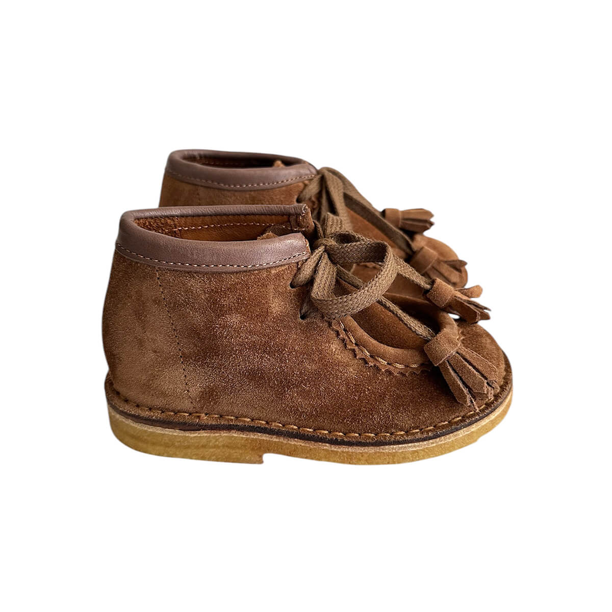 Dani Lace Up Shoes With Tassels in Caffe Suede- PèPè