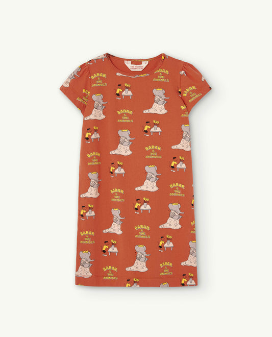 Babar Orange Flamingo Dress-Babar & The Animals