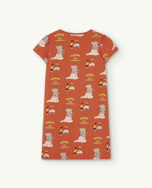 Babar Orange Flamingo Dress-Babar & The Animals