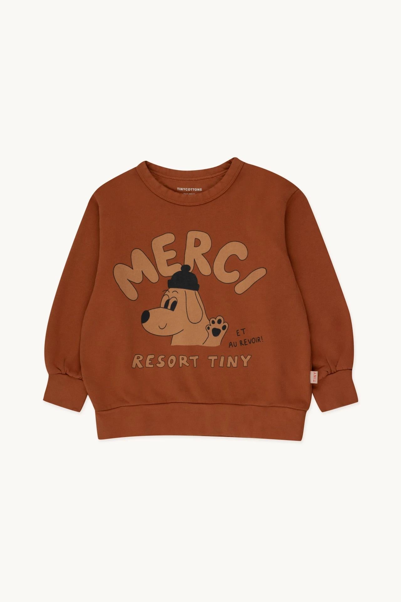 Merci  Sweatshirt ,Brown - Tiny Cottons
