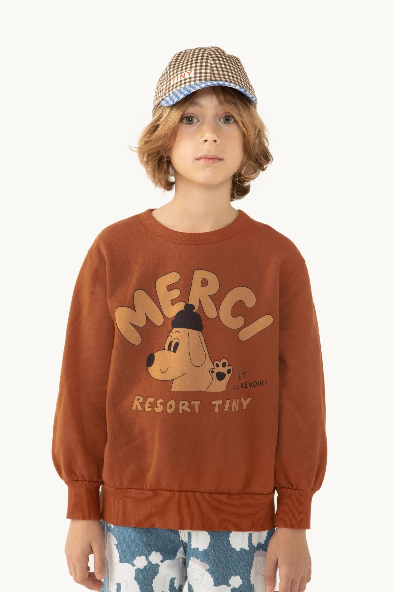Merci  Sweatshirt ,Brown - Tiny Cottons