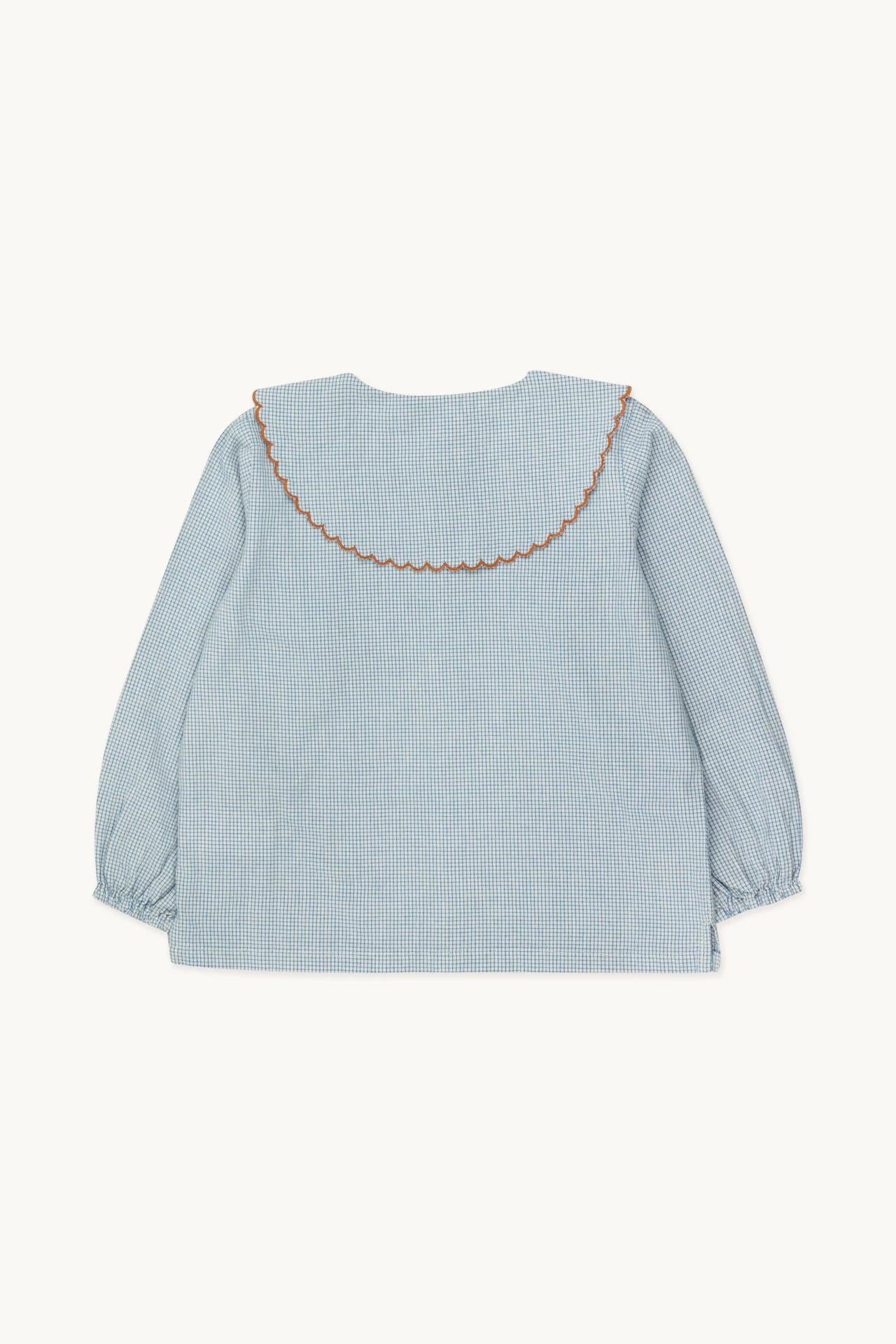 Tiny Poodle Scalloped Collar Shirt , Blue/Light Cream-Tiny Cottons