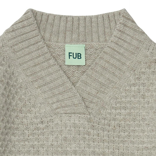 V-Neck Sweater ,Light Beige Melange- Fub