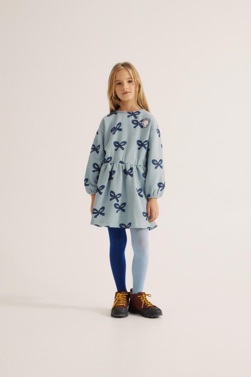 Blue Ribbons Long Sleeves Kids Dress - The Campamento