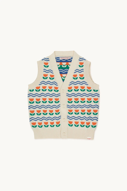 Flower Vest, Light Cream- Tiny Cottons