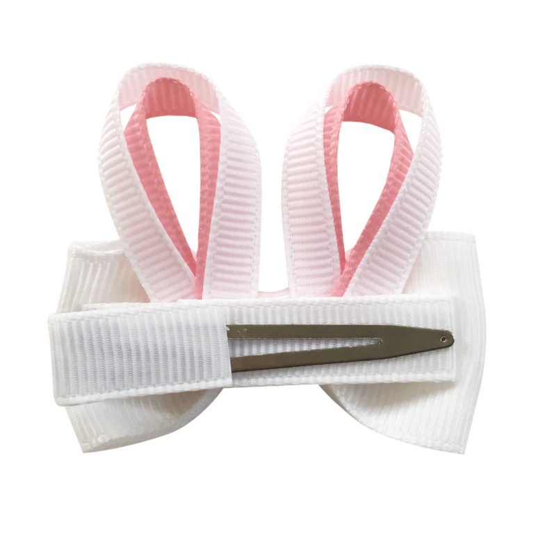 Bunny Ears alligator clip White / powder pink-Milledeux