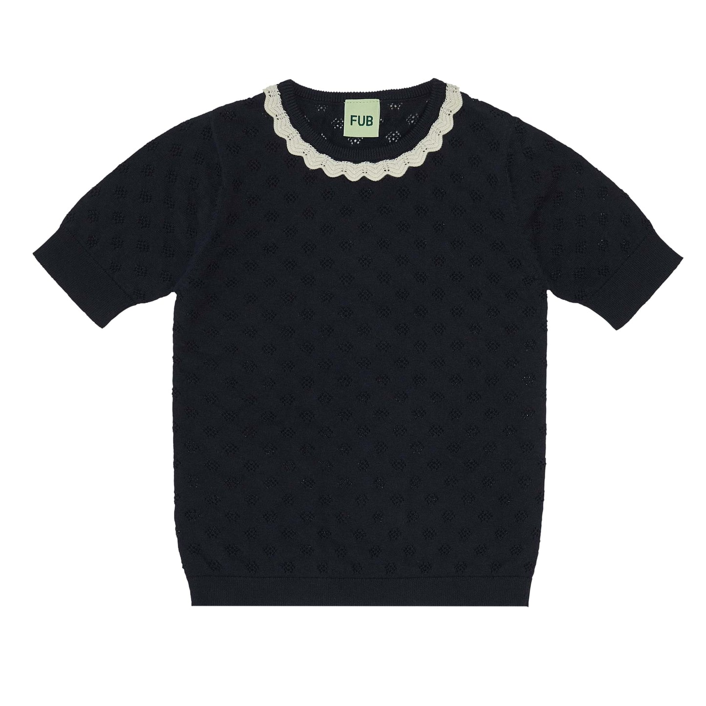 Pointelle T-shirt, Dark Navy - Fub