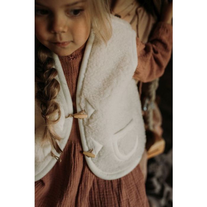 Wool Teddy Fleece Vest , Natural-Alwero
