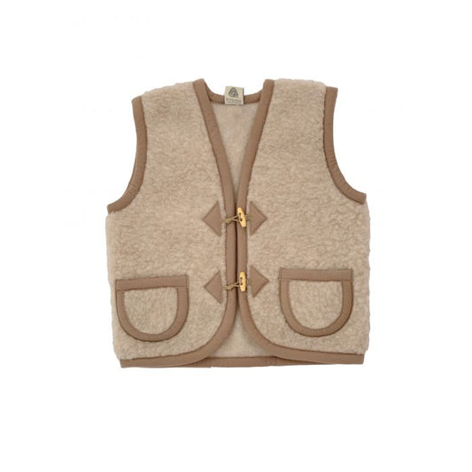 Wool Teddy Fleece Vest , Beige-Alwero