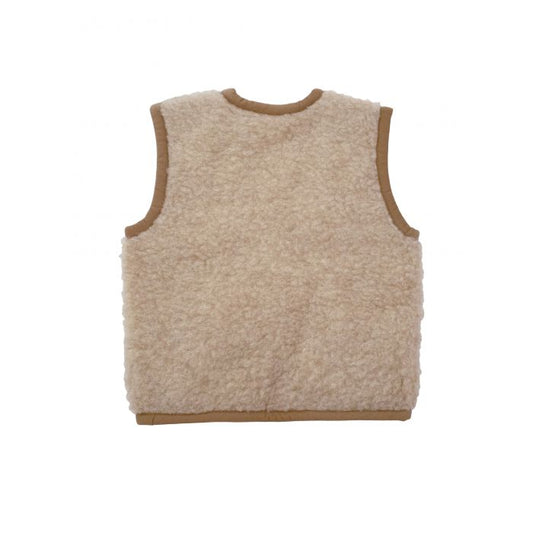 Wool Teddy Fleece Vest , Beige-Alwero