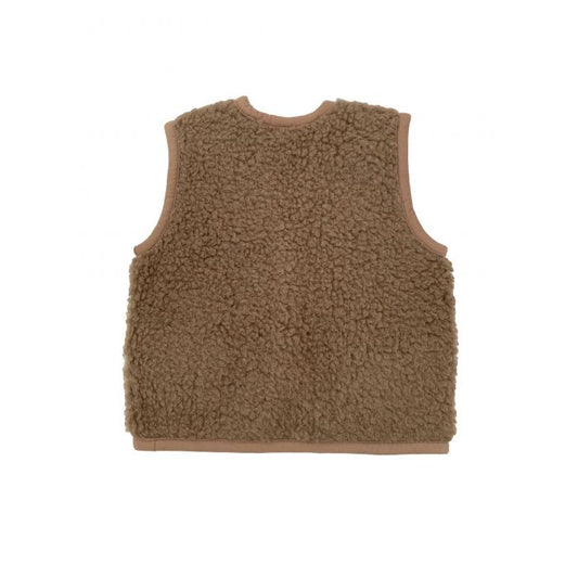 Wool Teddy Fleece Vest , Bark-Alwero