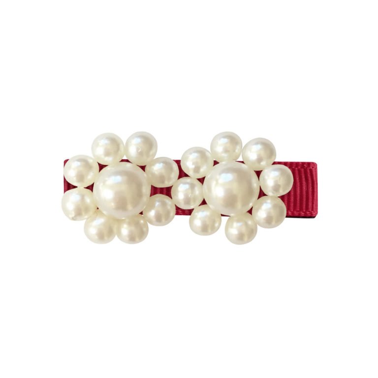 2 Pearl Flowers Bead Hairclip-Milledeux