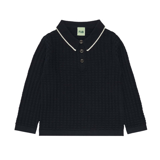 Long Sleeve Polo, Dark Navy - Fub