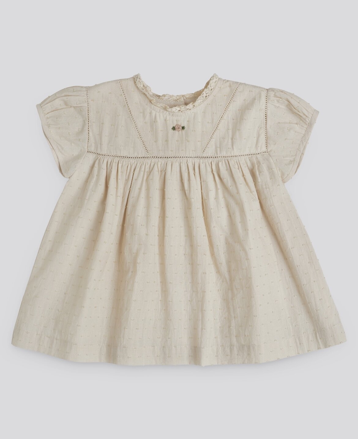 Ella Blouse swiss dot in oat-Little Cotton Clothes