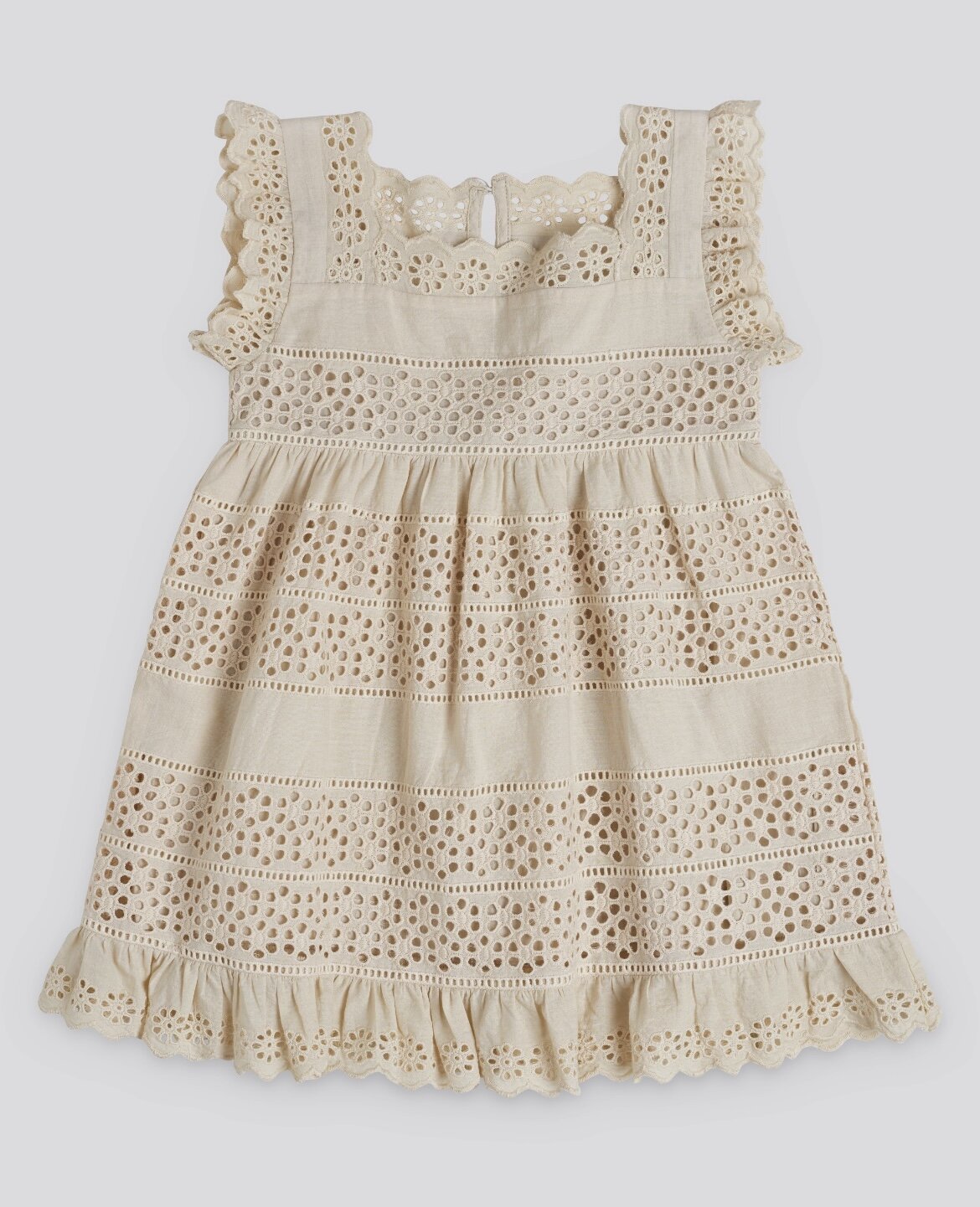 Avery Dress Broderie Anglaise in oat-Little Cotton Clothes