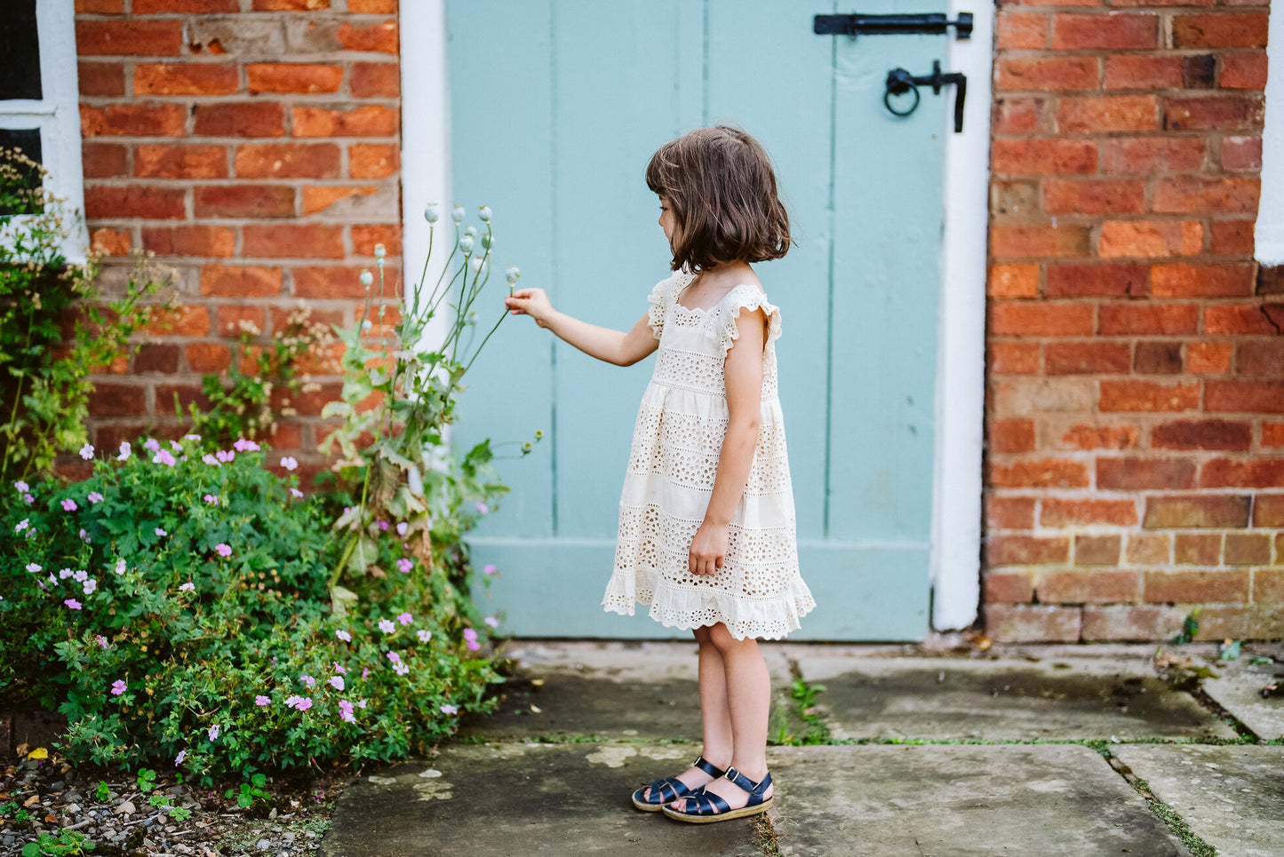 Avery Dress Broderie Anglaise in oat-Little Cotton Clothes