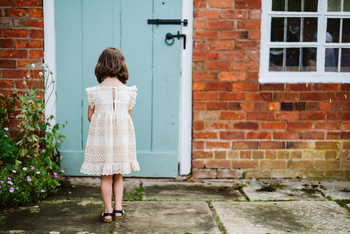 Avery Dress Broderie Anglaise in oat-Little Cotton Clothes