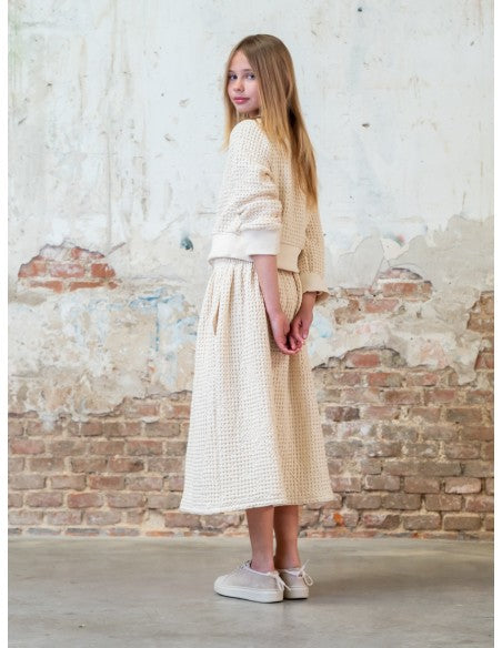 Skirt Ruffled ,Ecru Jaquard- Belle Chiara