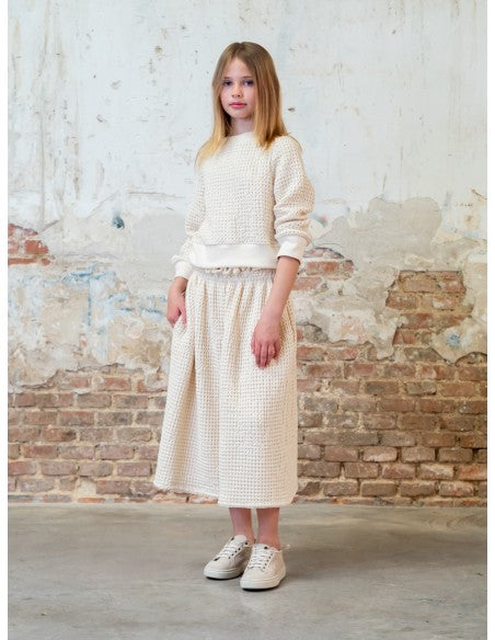 Skirt Ruffled ,Ecru Jaquard- Belle Chiara