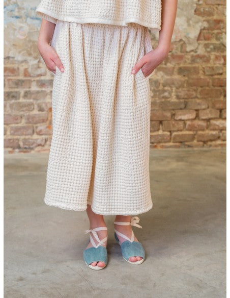 Skirt Ruffled ,Ecru Jaquard- Belle Chiara